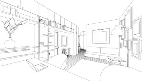 Vector drawing of the interior Stock Illustration