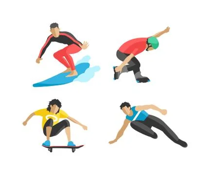 Vector drawing jumping and climbing men extreme athletes silhouettes Illustrazione stock
