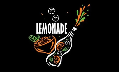 Vector drawing of lemonade on a black background Stock Illustration