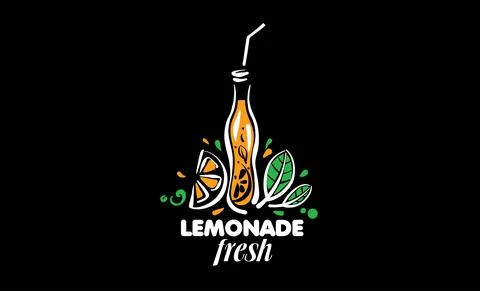 Vector drawing of lemonade on a black background Stock Illustration