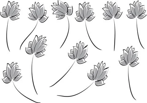 Vector drawing lotus set background Stock Illustration