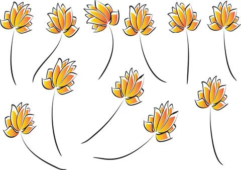 Vector drawing lotus set background Stock Illustration