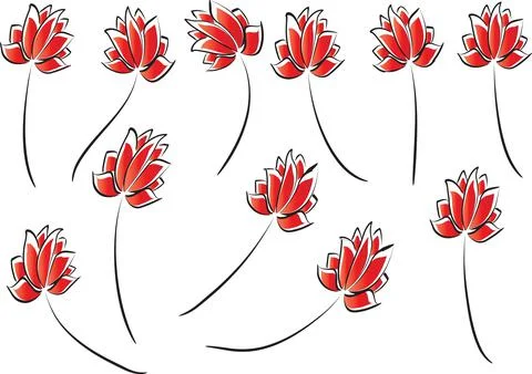 Vector drawing lotus set background Stock Illustration