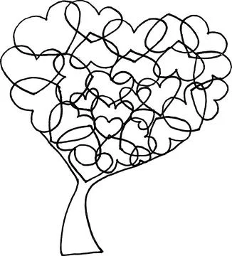 Vector drawing love hear shape tree Stock Illustration