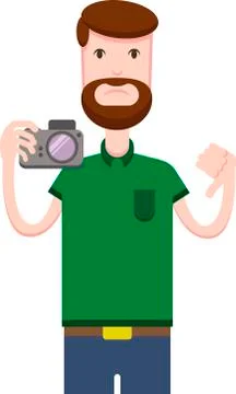Vector drawing of man with a camera Stock Illustration