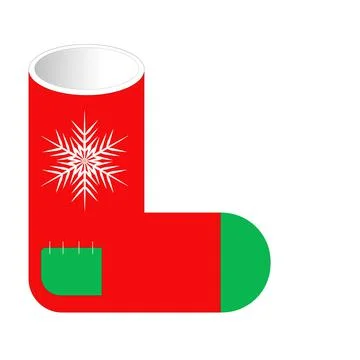 Vector drawing. New Year's sock on a white background. new year concept. red Stock Illustration