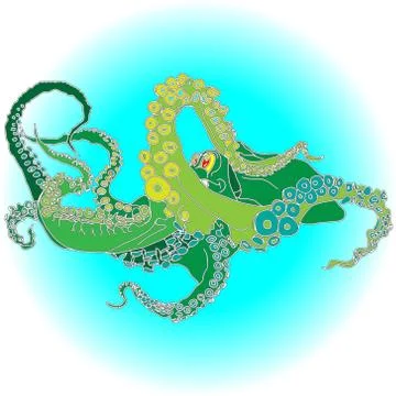 Vector drawing of an octopus/Kraken Stock Illustration