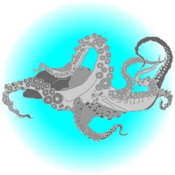 Vector drawing of an octopus/Kraken Stock Illustration