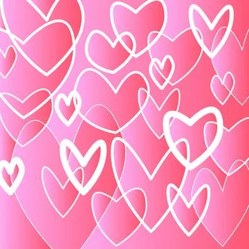 Vector drawing from the outlines of hearts with a gradient. Festive backgro.. Stock Illustration