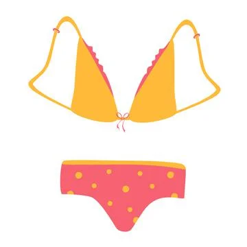 Vector drawing of panties and bras. A set of fashionable women's underwear, a Stock Illustration