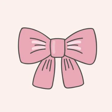 Vector drawing of a pink bow. Illustration for design. Flat illustration. Vec Stock Illustration