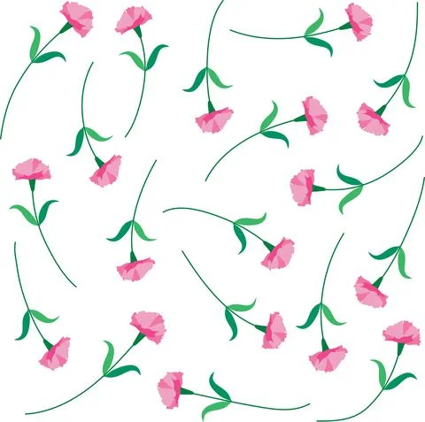 Vector drawing pink carnation flowers set Stock Illustration