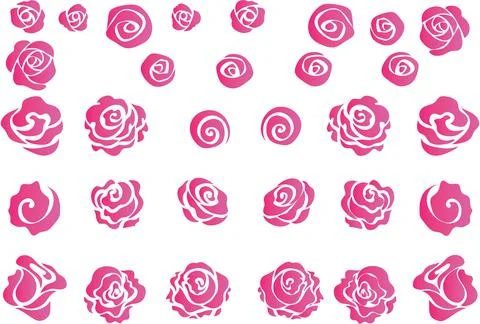 Vector drawing pink rose background design set Stock Illustration
