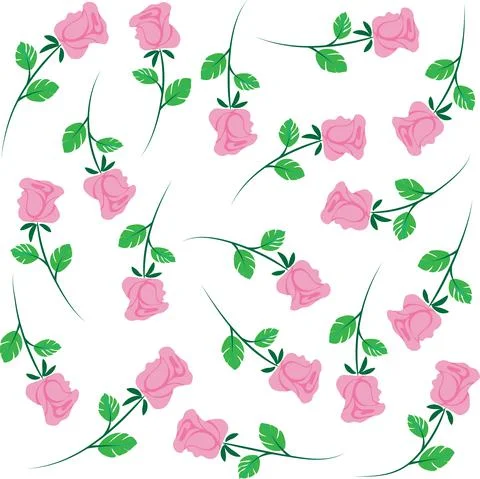 Vector drawing pink rose flowers set Stock Illustration