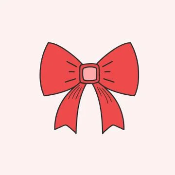 Vector drawing of a red bow. Illustration for design. Flat illustration. Vect Stock Illustration