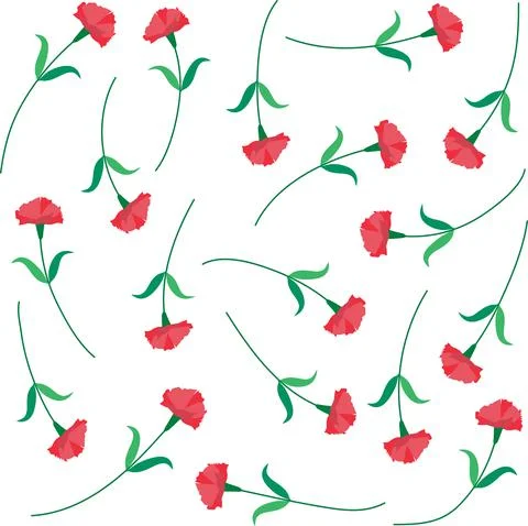 Vector drawing red carnation flowers set Stock Illustration