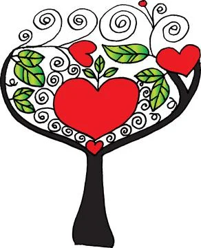 Vector drawing red hear shape tree Stock Illustration