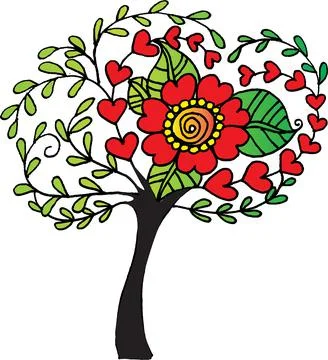 Vector drawing red hear shape tree Stock-Illustration