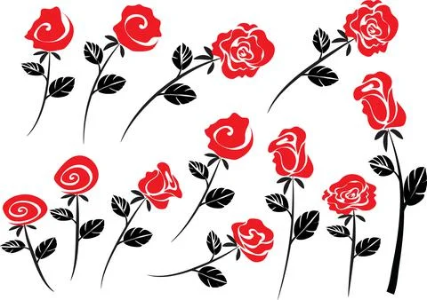 Vector drawing red rose background design Illustrazione stock