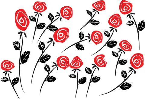 Vector drawing red rose background design Stock Illustration