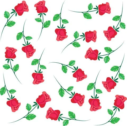 Vector drawing red rose flowers set Stock Illustration