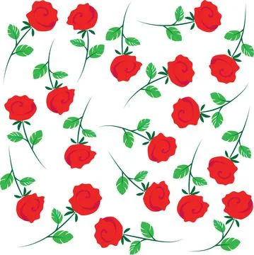 Vector drawing red rose flowers set Stock Illustration