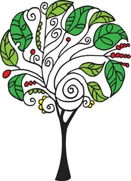 Vector drawing red tree design Stock Illustration