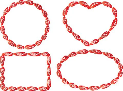 Vector drawing rose border frame set background design Stock Illustration