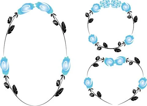 Vector drawing rose border frame set background design Stock Illustration