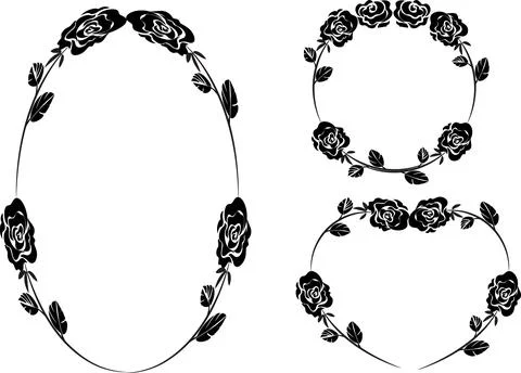 Vector drawing rose border frame set background design Stock Illustration