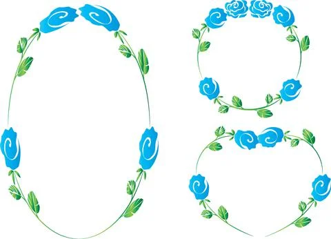 Vector drawing rose border frame set background design Stock Illustration