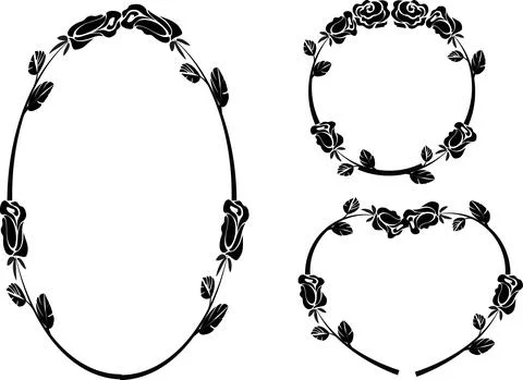 Vector drawing rose border frame set background design Stock Illustration