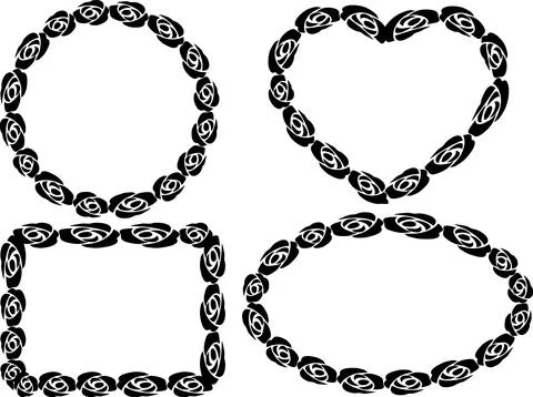 Vector drawing rose border frame set background design Illustrazione stock