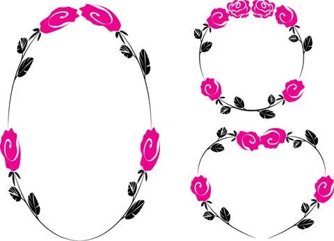 Vector drawing rose border frame set background design Stock Illustration