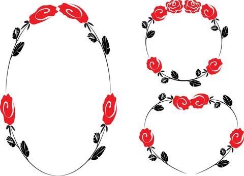 Vector drawing rose border frame set background design Stock Illustration