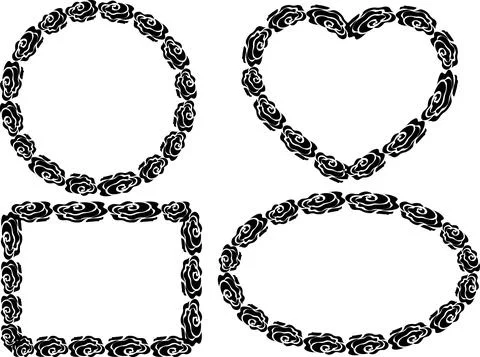 Vector drawing rose border frame set background design Stock Illustration