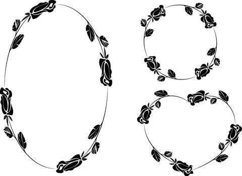 Vector drawing rose border frame set background design Stock Illustration