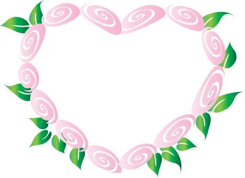 Vector drawing rose heart shape border frame background design Stock-Illustration