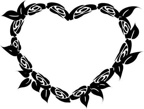 Vector drawing rose heart shape border frame background design Stock Illustration