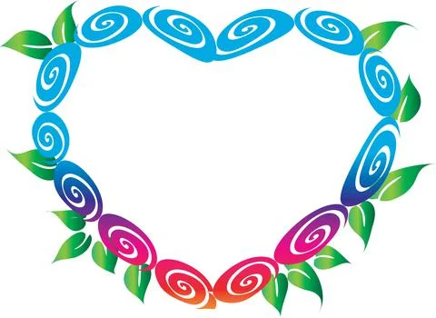 Vector drawing rose heart shape border frame background design Stock Illustration