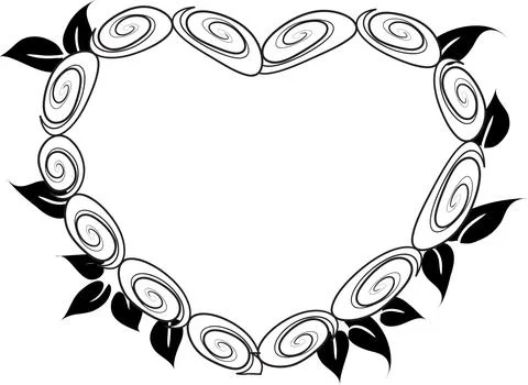 Vector drawing rose heart shape border frame background design Stock Illustration