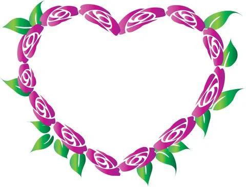 Vector drawing rose heart shape border frame background design Illustrazione stock