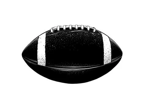 Vector drawing of rugby ball in black color, isolated on white background Stock Illustration