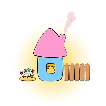 Vector drawing rural house. Stock Illustration