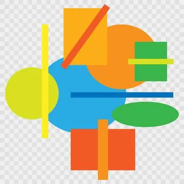 A vector drawing with simple abstract elements, lines, circles, and geometric Illustrazione stock