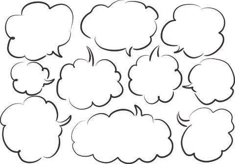Vector drawing speech bubble set black and white Stock Illustration
