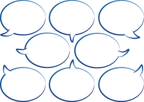 Vector drawing speech bubble set blue Stock Illustration