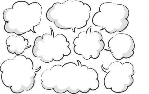 Vector drawing speech bubble set black and white Stock Illustration