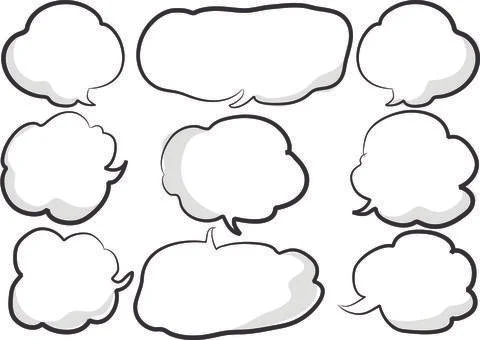 Vector drawing speech bubble set black and white Stock Illustration