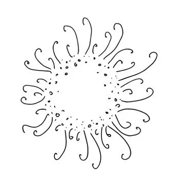 Vector drawing stylized sun hand-drawn in the style of doodle black line on a Illustrazione stock